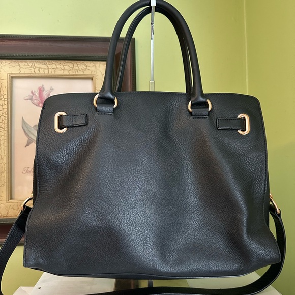 MICHAEL KORS HAMILTON LARGE TOTE BLACK WITH ROSE GOLD RARE COLOR - Picture 3 of 10